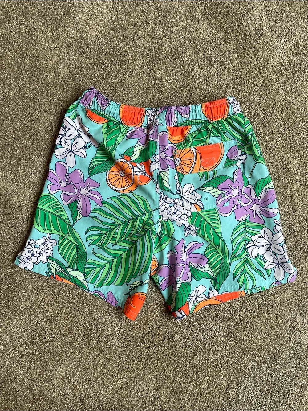 Vineyard Vines Boy’s Orange Fruit Print Swim Trunks Size Medium